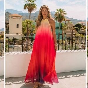 Vici Red and Orange Ombre Maxi Dress